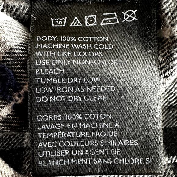 Urban Outfitters BDG Flannel Button Down Shirt Plaid Pocket Black White S - Picture 3 of 5